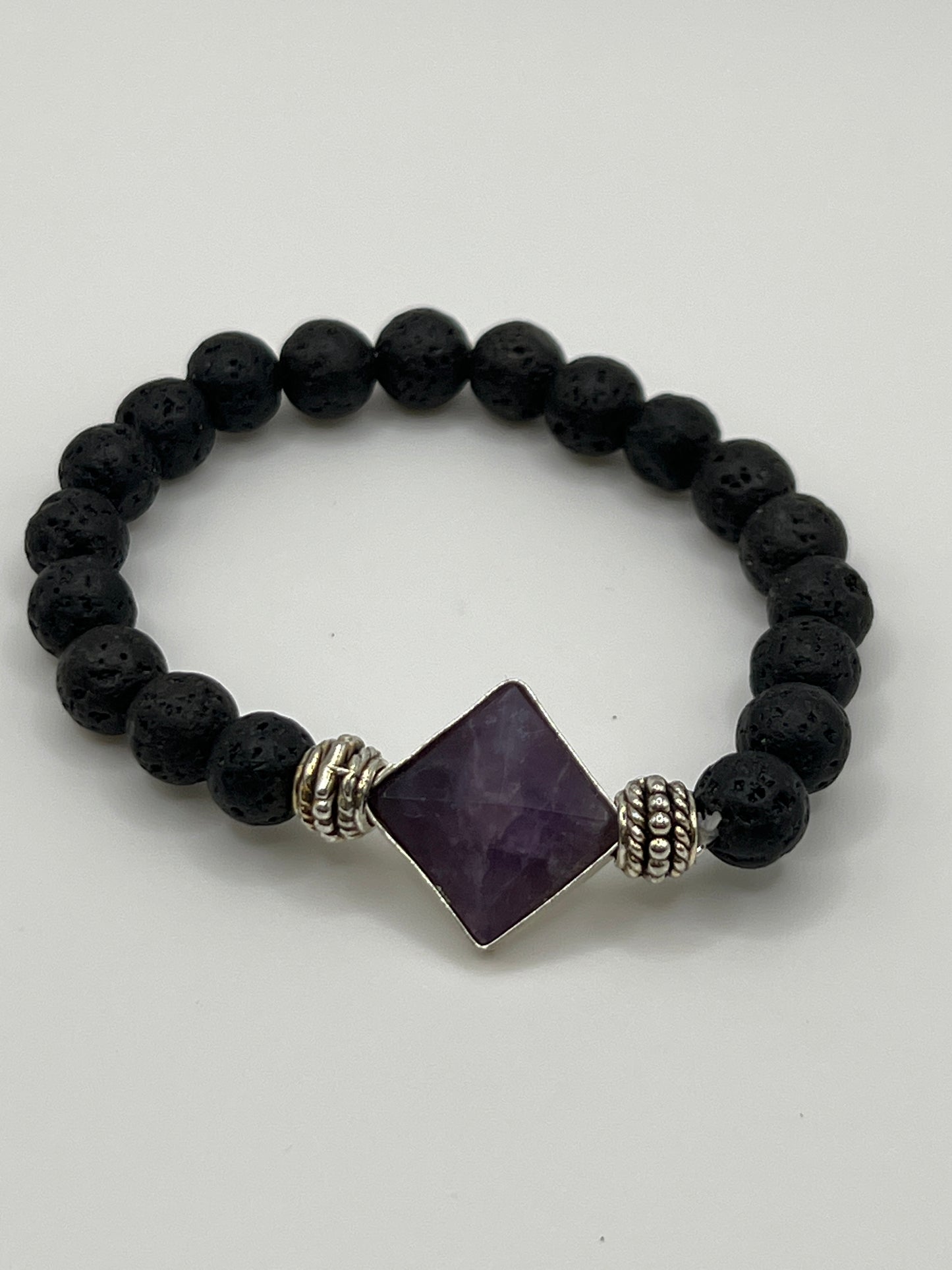 Lava & Amethyst Pyramid Bracelet
