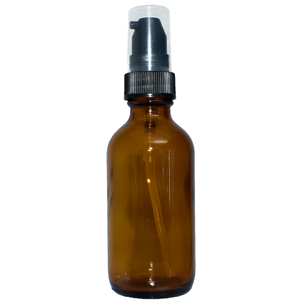 2 oz. Amber Boston Round with Black Treatment Pump