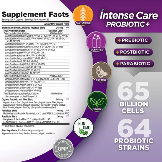Intense Care Bowel + Diarrhea, 30ct