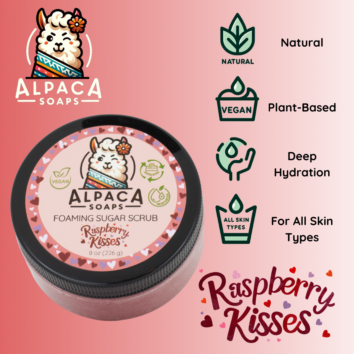 Raspberry Kisses Foaming Sugar Scrub