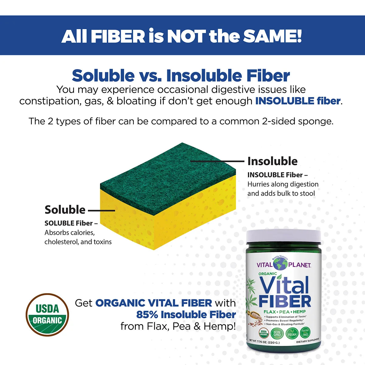 Vital FIBER, 220g USDA Organic