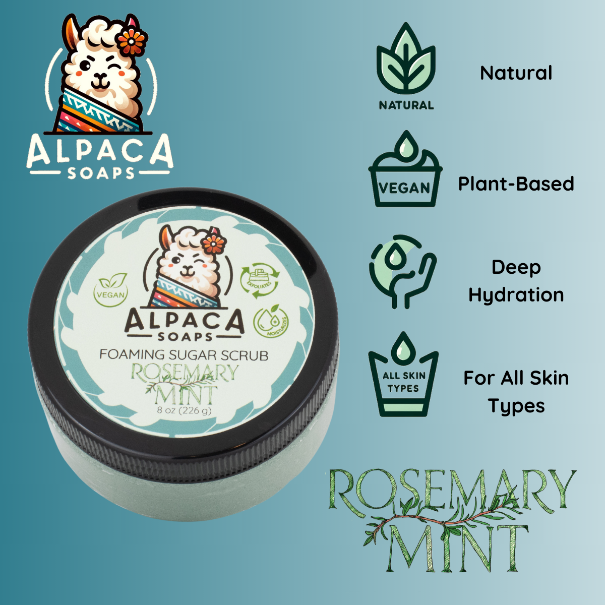 Rosemary Mint Foaming Sugar Scrub