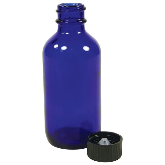 2oz Cobalt Blue Boston Round Bottle with Cap (6 pack)