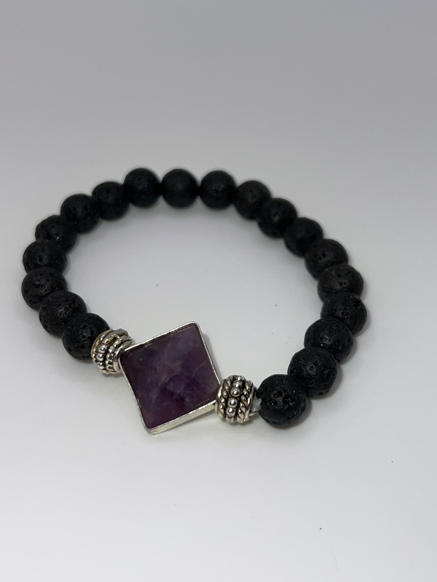 Lava & Amethyst Pyramid Bracelet