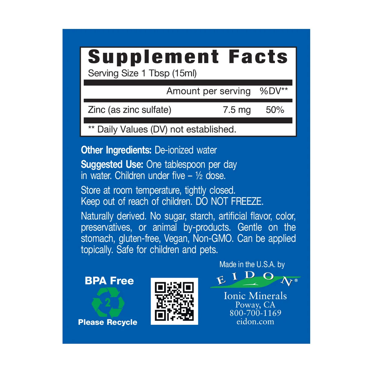 Ionic Minerals - Liquid Zinc 18oz