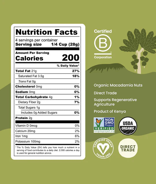 Organic Macadamia Nut Raw Unsalted