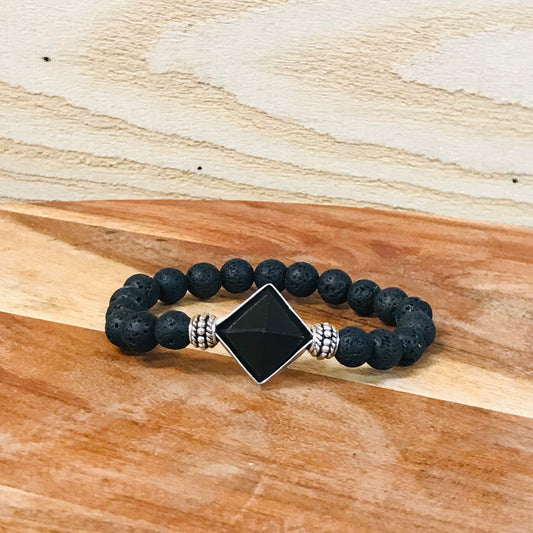 Lava & Black Agate Bracelet
