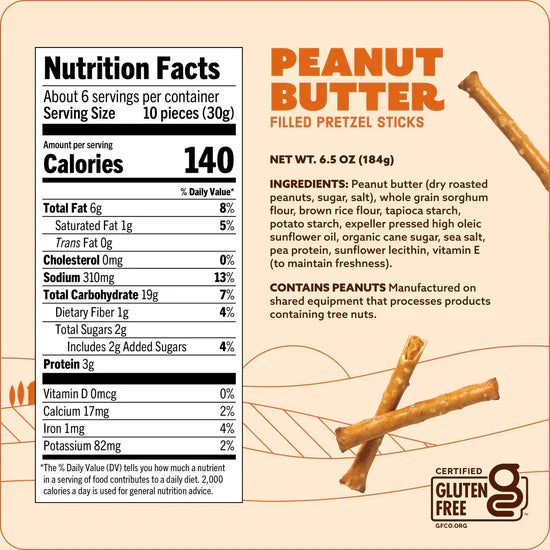 Peanut Butter Filled Pretzel Sticks