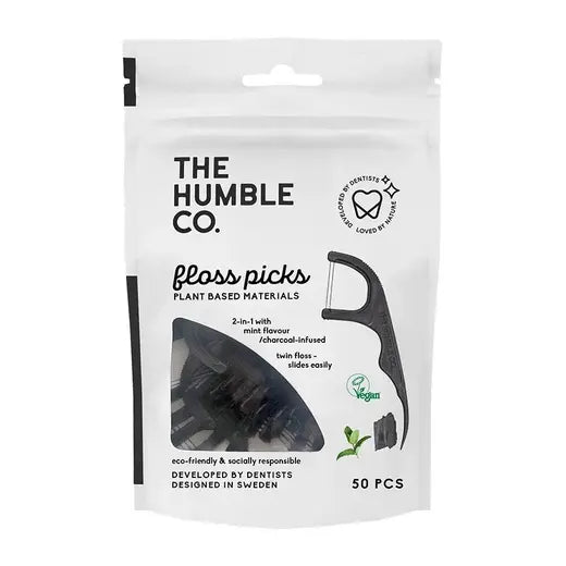 Charcoal Dental Floss Picks 50 pieces