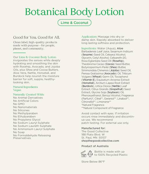 Lime & Coconut Botanical Body Lotion