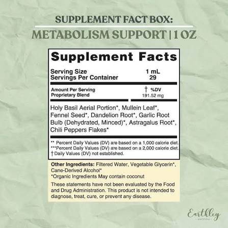 Earthley Metabolism Support