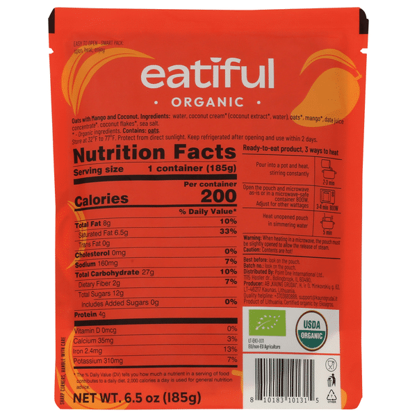 Organic Ready-To-Eat Mango Oats
