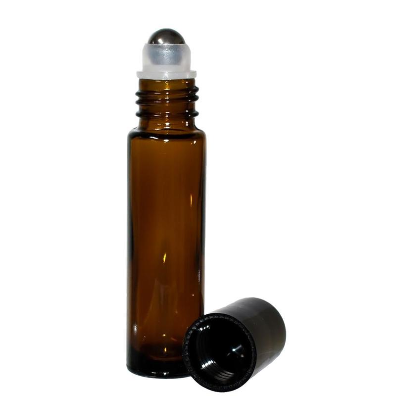 Roller Ball Stainless Steel Amber 1/3 ounce (6836345274524)